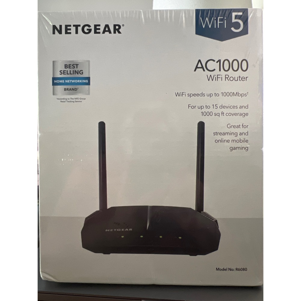 Netgear AC1000 WiFi Router Dual Band R6080 1000Mbps 1000 sq ft Coverage NEW